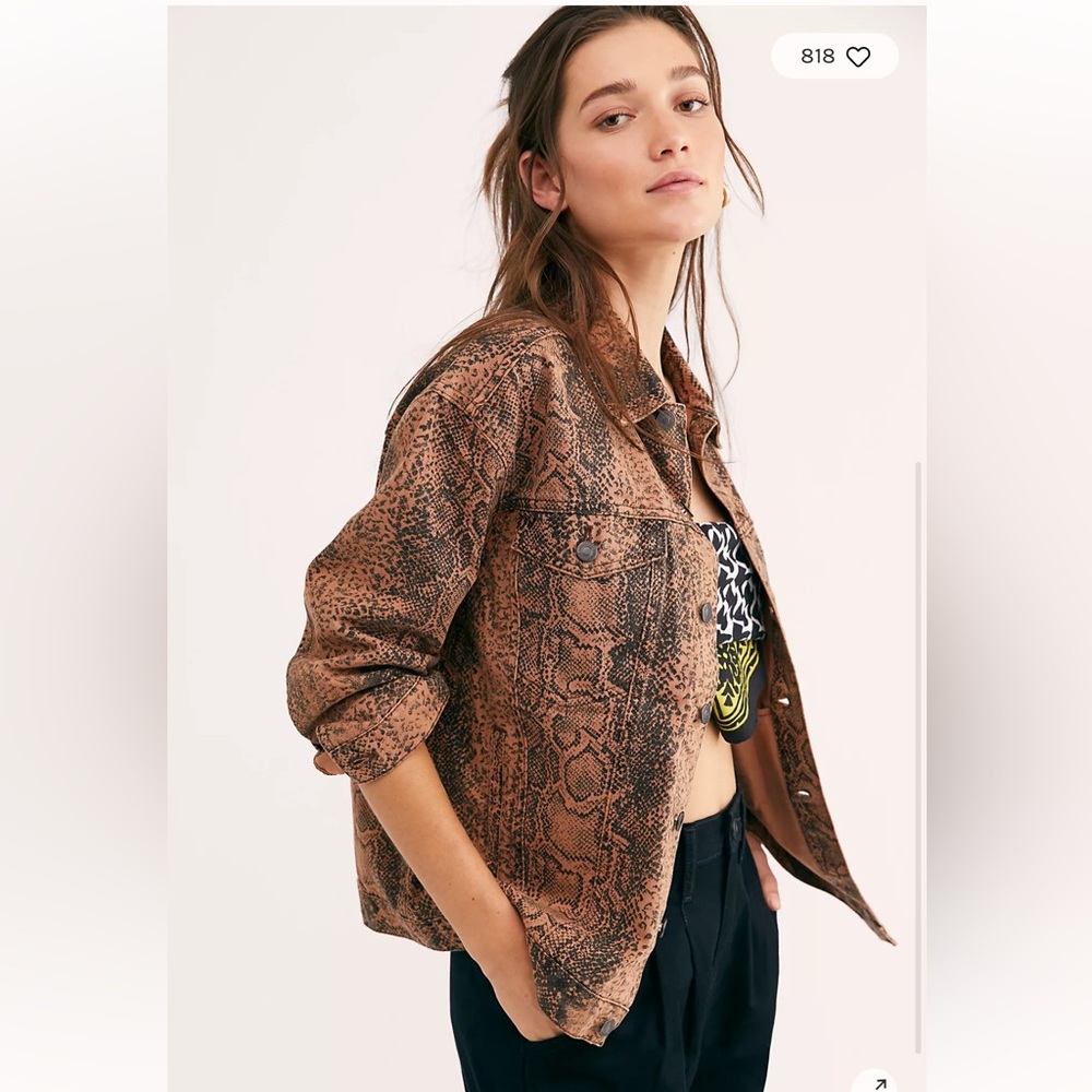 Free People Snake Trucker Jacket XS